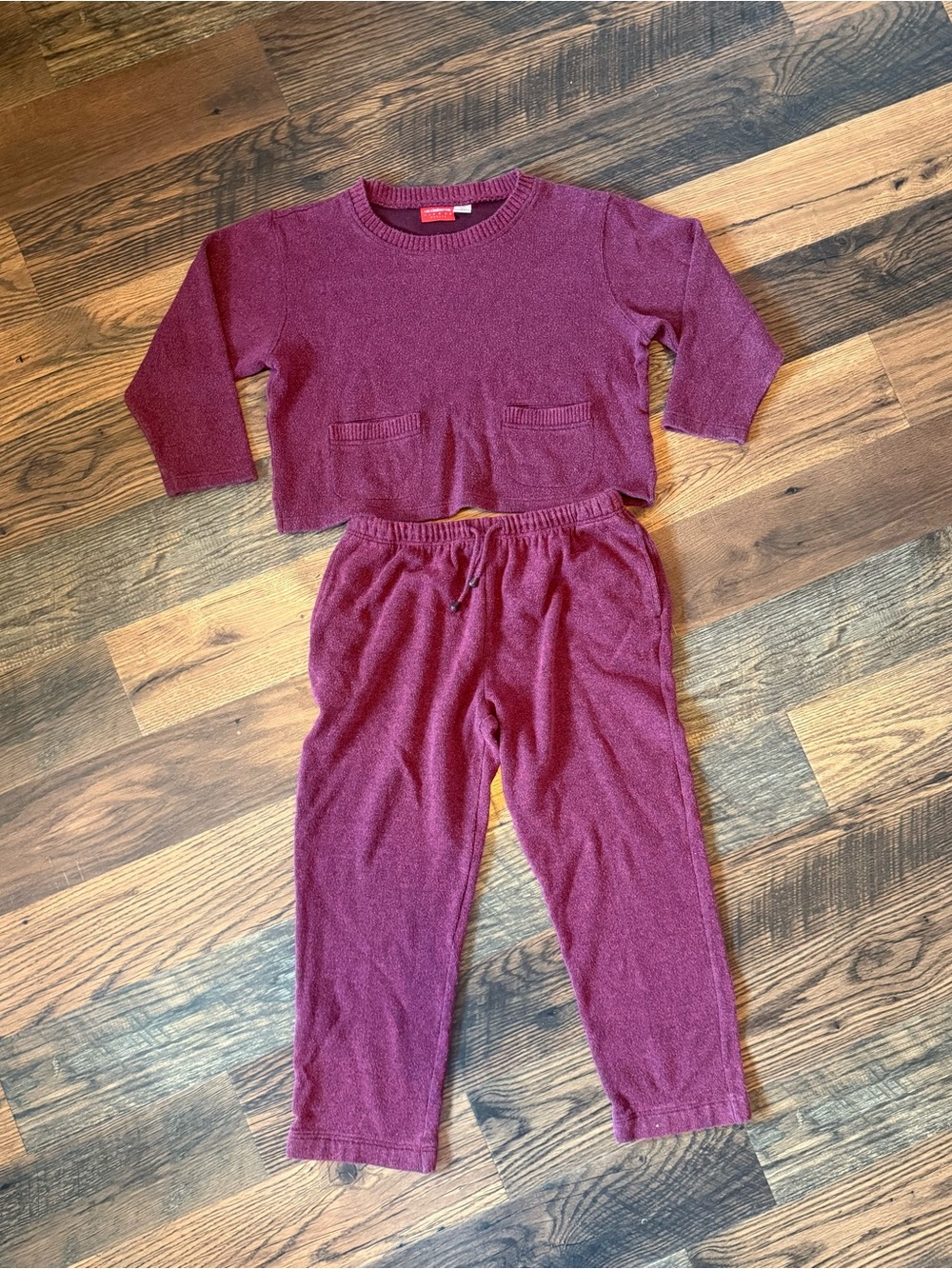 Liz Claiborne Petite Matching Set Loungewear Athleisure Cozy Sweater & Pant Sz L